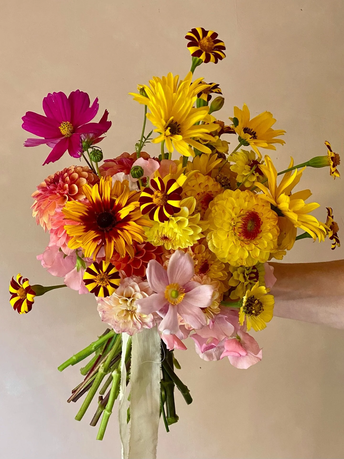 Fresh flowers for the wedding 💛 dried flowers for keeps 🥰

#freshflowers #driedflowers #britishflowers #bouquet #weddingflorist #flowerfarmerflorist #grownnotflown✈️ #dahlias #seasonal #florals #bath #southwest #London