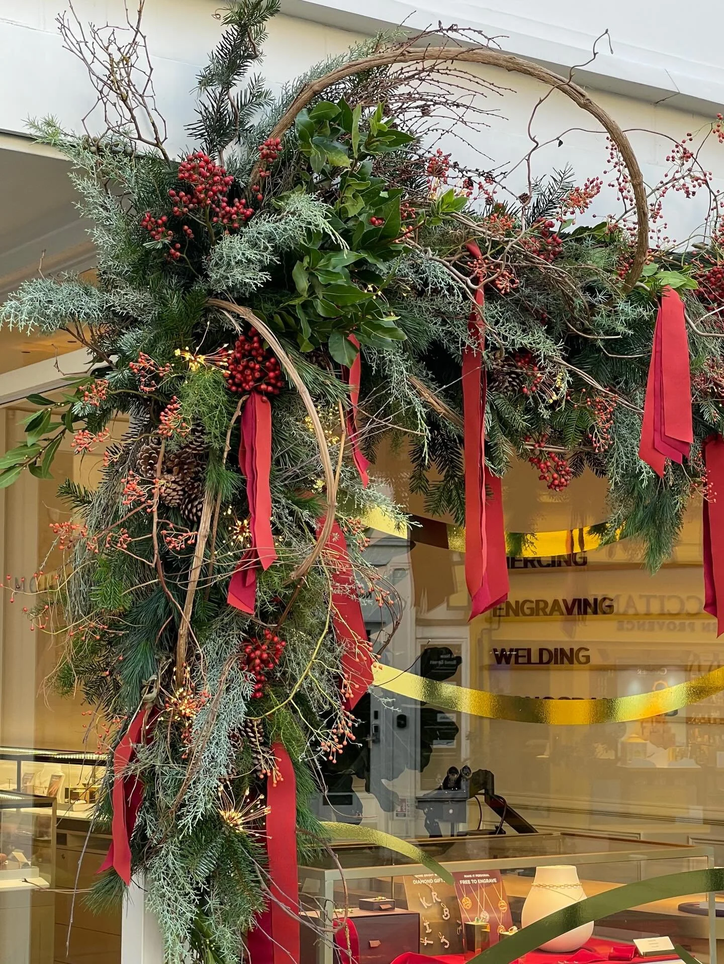Super excited to have put up the Christmas decorations for @monicavinader London and Bath stores this year. We&rsquo;ve been working on the concept since the summer so it&rsquo;s lovely to see it all finally in place 🎁