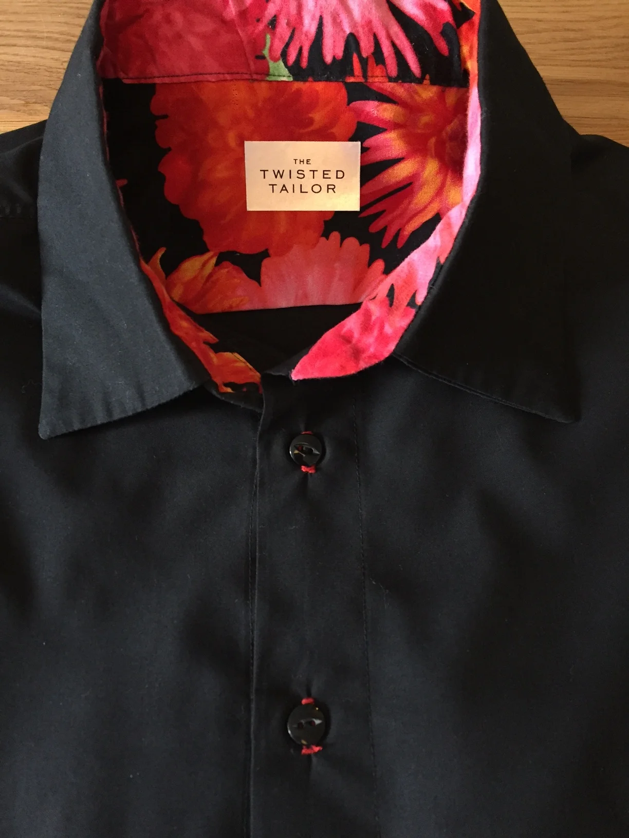 Black with Gerbera Contrast Party Shirt