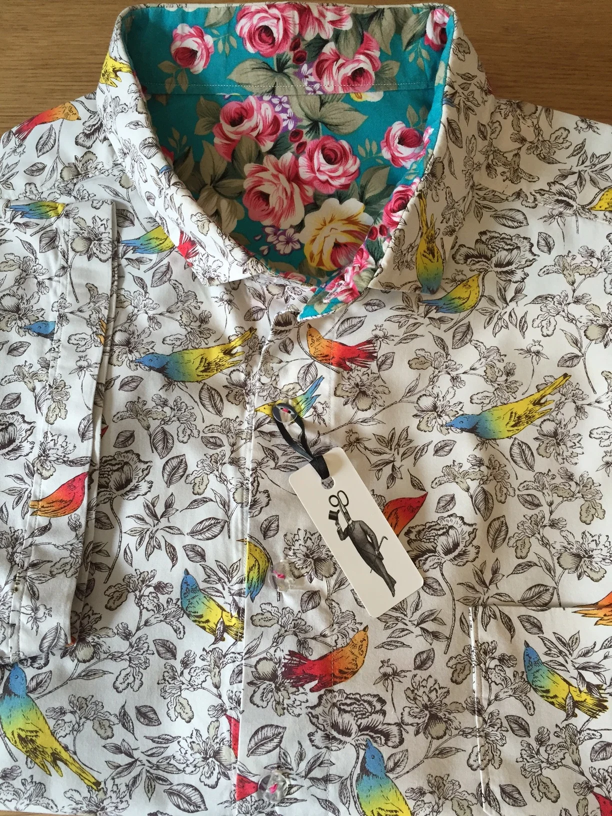 Short sleeved Bird Print Cotton