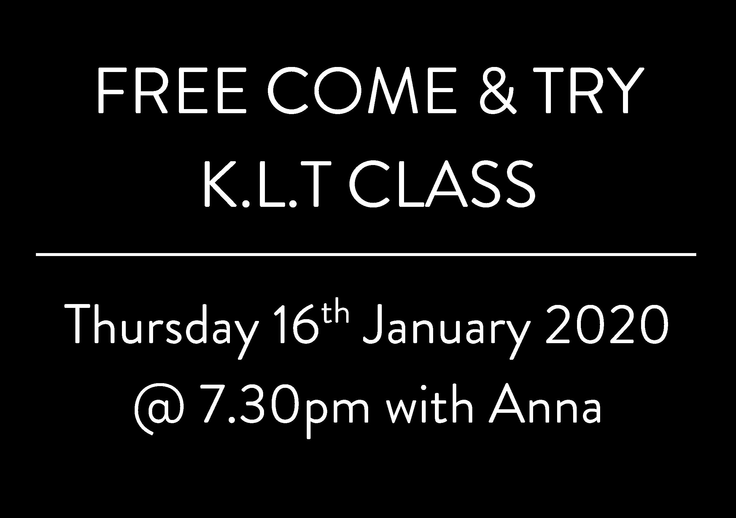 Free Come &amp; Try KLT Class