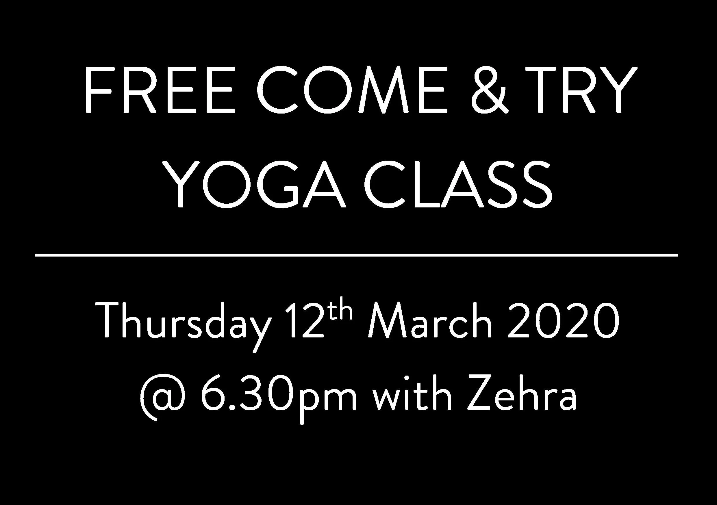 Free Come &amp; Try Yoga Class