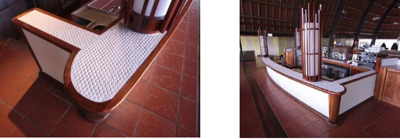 Bar Counter - White Penny Round Mosaics