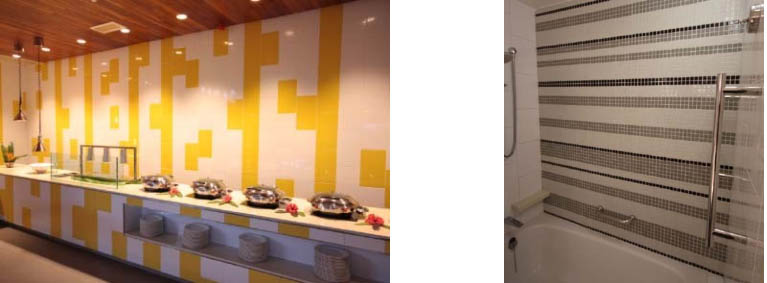 Feature Wall - Ceramic Tile Mosaic Glass Feature - 300 x 300mm Gloss White Floor Tile - 300 x 600mm Porcelain Floor R10