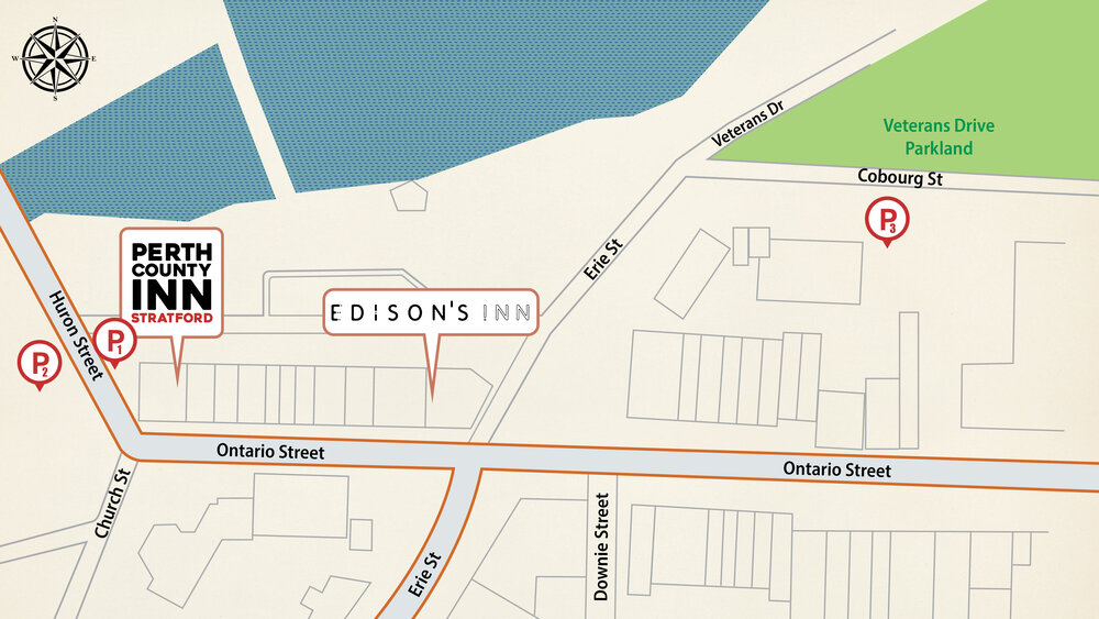 Perth County Inn and Edison’s Inn are on the same block in downtown Stratford