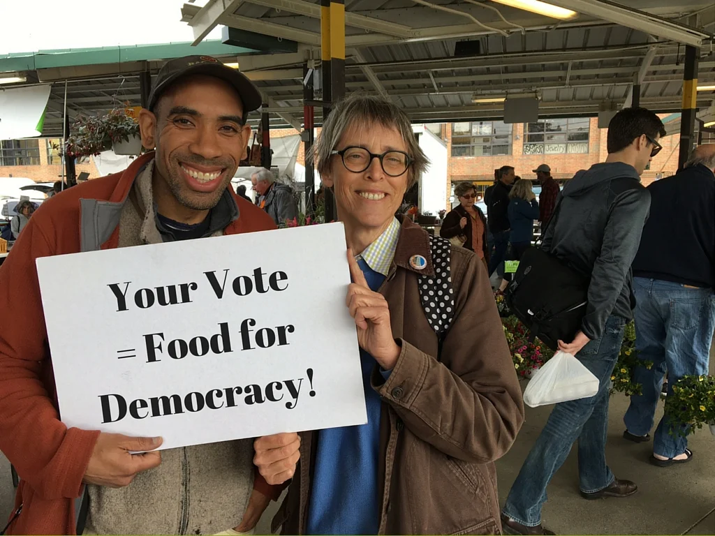 Everett Mayes & Marianne Rzepka at the Ann Arbor farmers market.