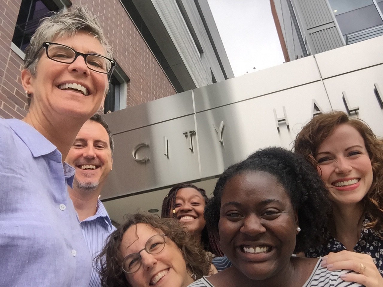 University of Michigan Ginsberg Center staff celebrate #CityHallSelfie Day!