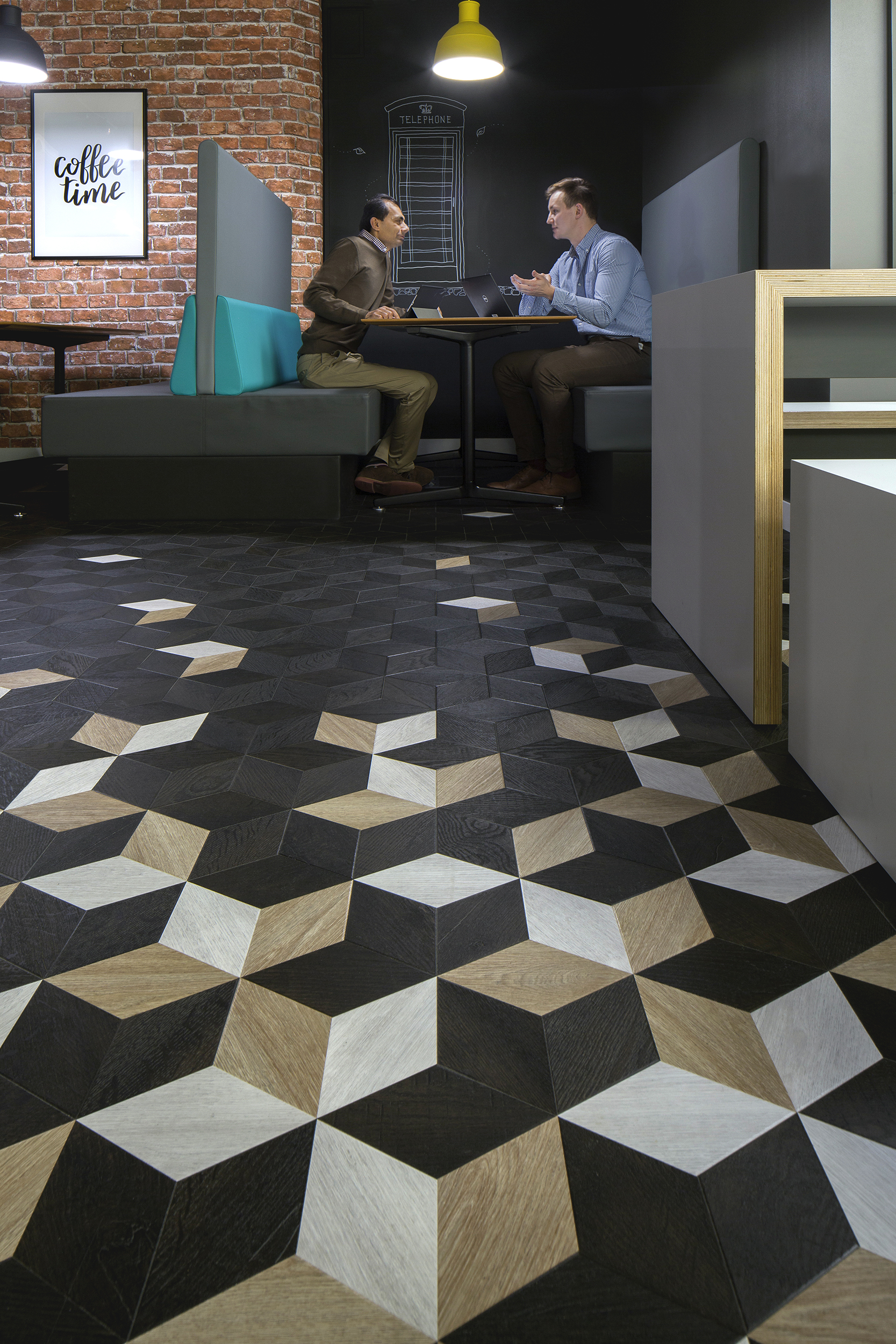 Great use of floor tiles where the pattern fragments towards the edges. This image Design & build by Maris