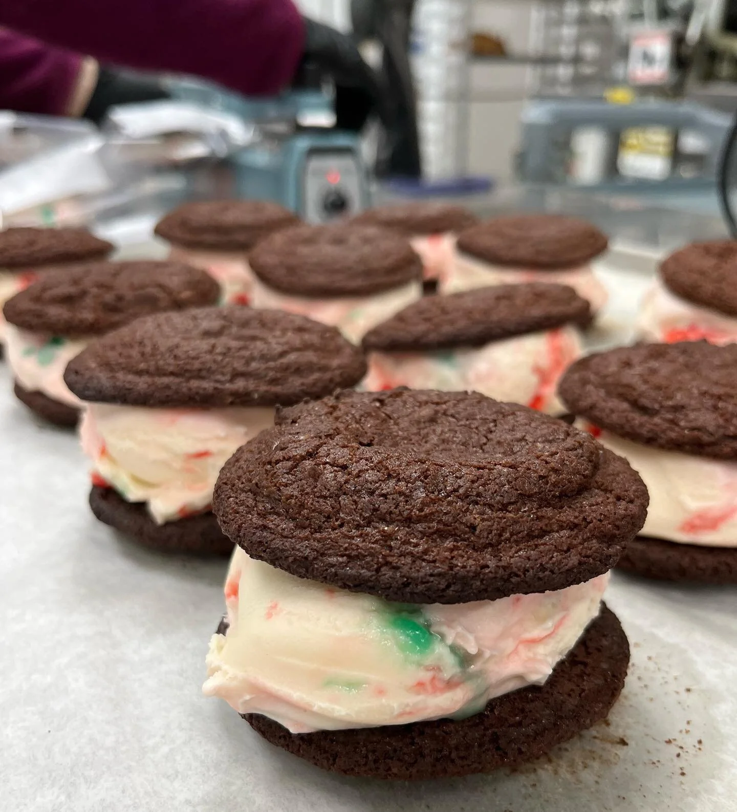 Snow day treat❄️!
Chocolate cookies with peppermint stick ice cream. In the freezer @pastureandplenty and @meatpeoplebutcher