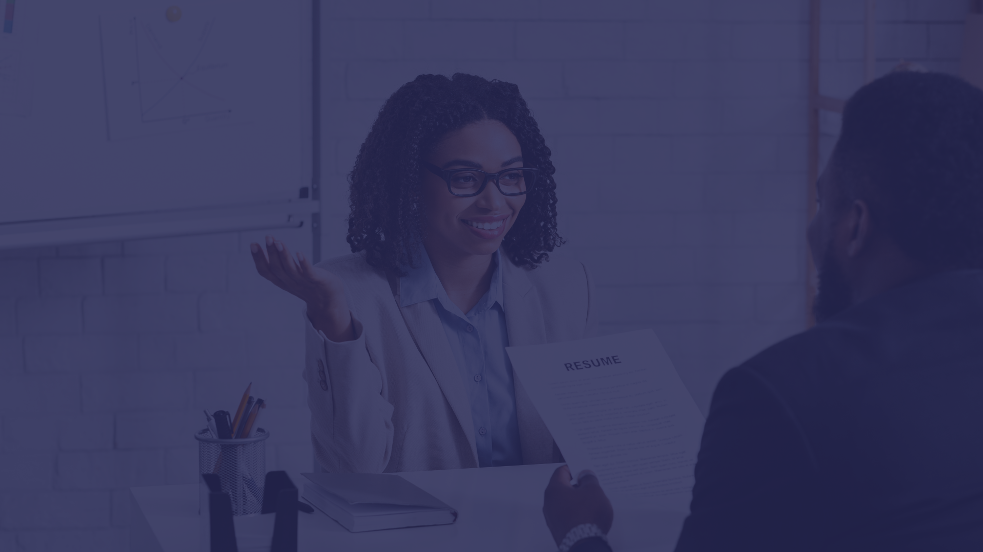Career advisor meeting one-on-one with a client