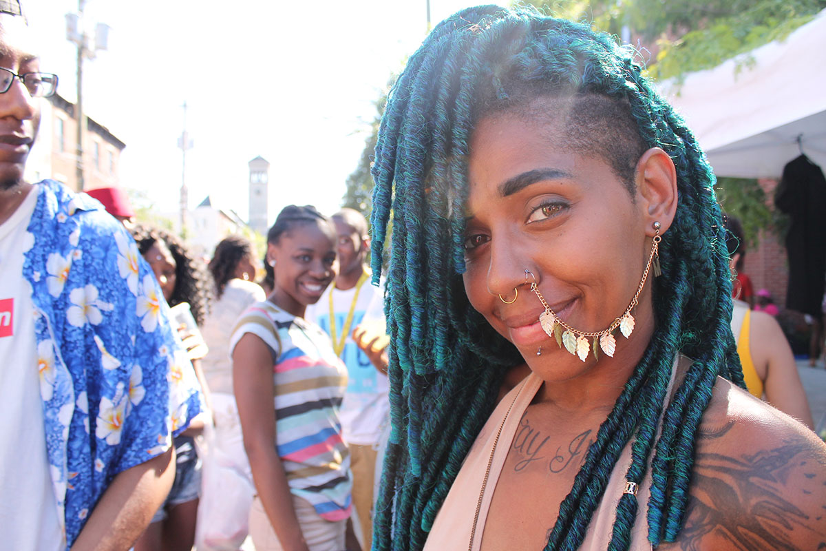“Odunde is a wonderful way to see beautiful black people,’ says Danielle Whiteside, 33, at the Odunde Festival on South Street in Philadelphia, Pa. on Sunday June 12, 2016. Photography by Sofiya Ballin.