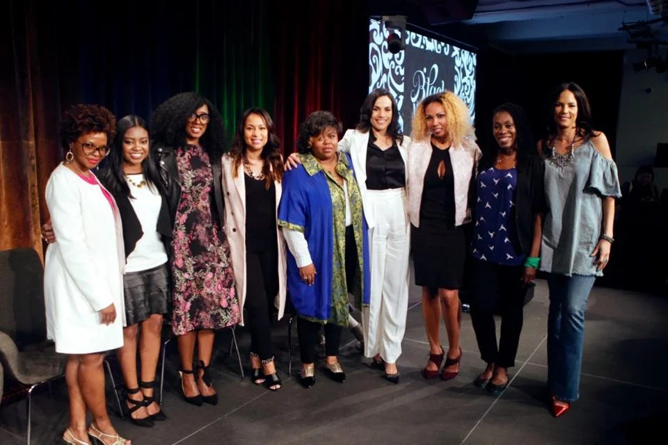 Speakers: Marcia Cole, Rhonesha Byng, Renae Bluitt, Valeisha Butterfield-Jones, Chana Ginelle Ewing, Crystal McCrary, Jamilah Lemieux, Tiffany “The Budgetnista” Aliche, and Veronica Webb (not pictured, Lauren Maillian and Demma Rosa Rodriguez) at “Black, Woman, and Genius: The Power of Identity” held at Google NYC on 4.24.17 (Credit: Terrence Jennings / terrencejennings.com).