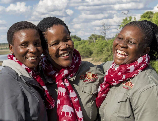 THE NEW YORK TIMES From left to right: Oriah Nthobatsang, Canah Moatshe and Yazema Moremong are guides at Botswana’s Chobe National Park, which has the first and only all-female guiding team in Africa.