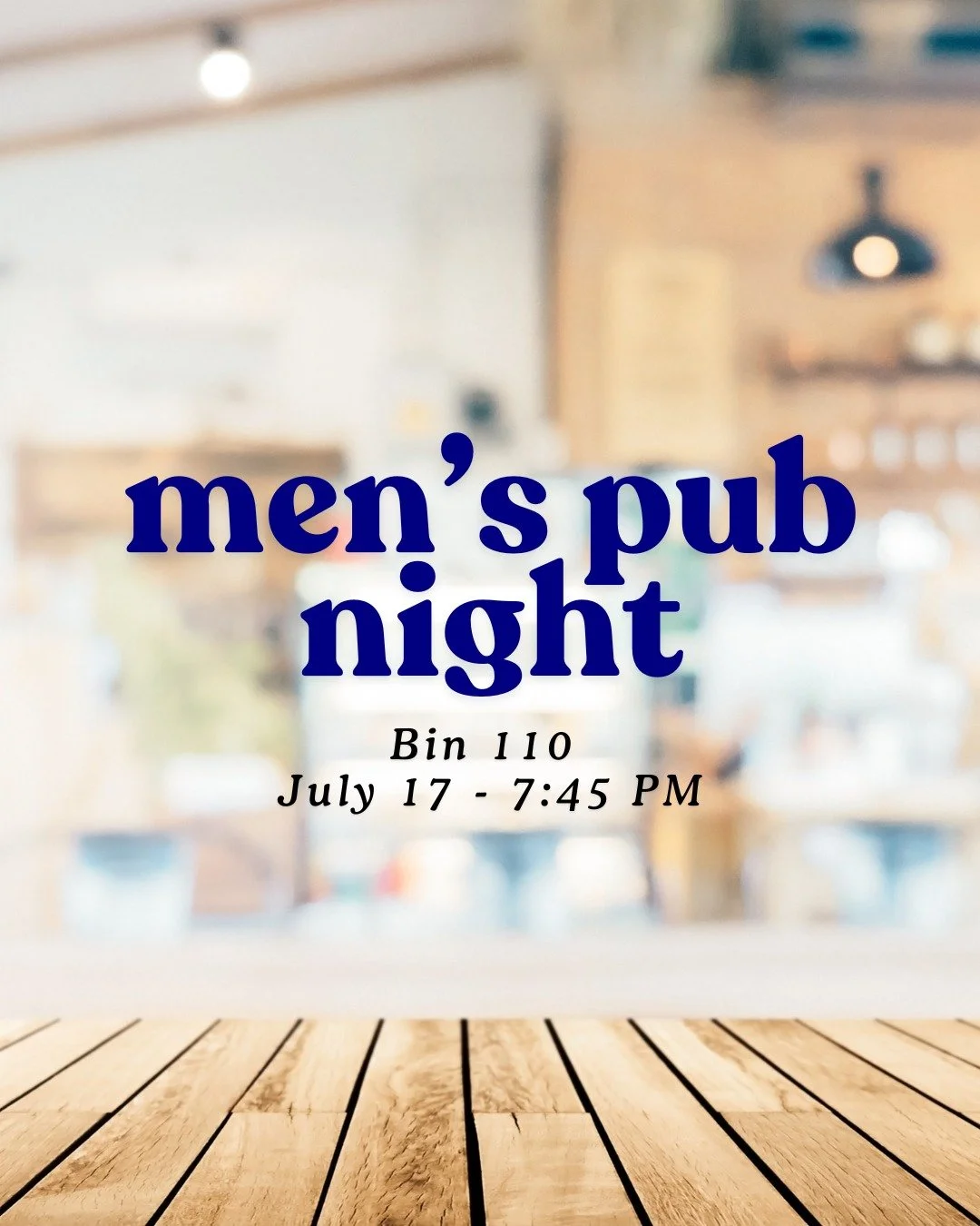 Men&rsquo;s Pub Night
📍 Bin 110
📅 July 17 | 🕢 7:45 PM
Come connect, catch up, and bring a friend!