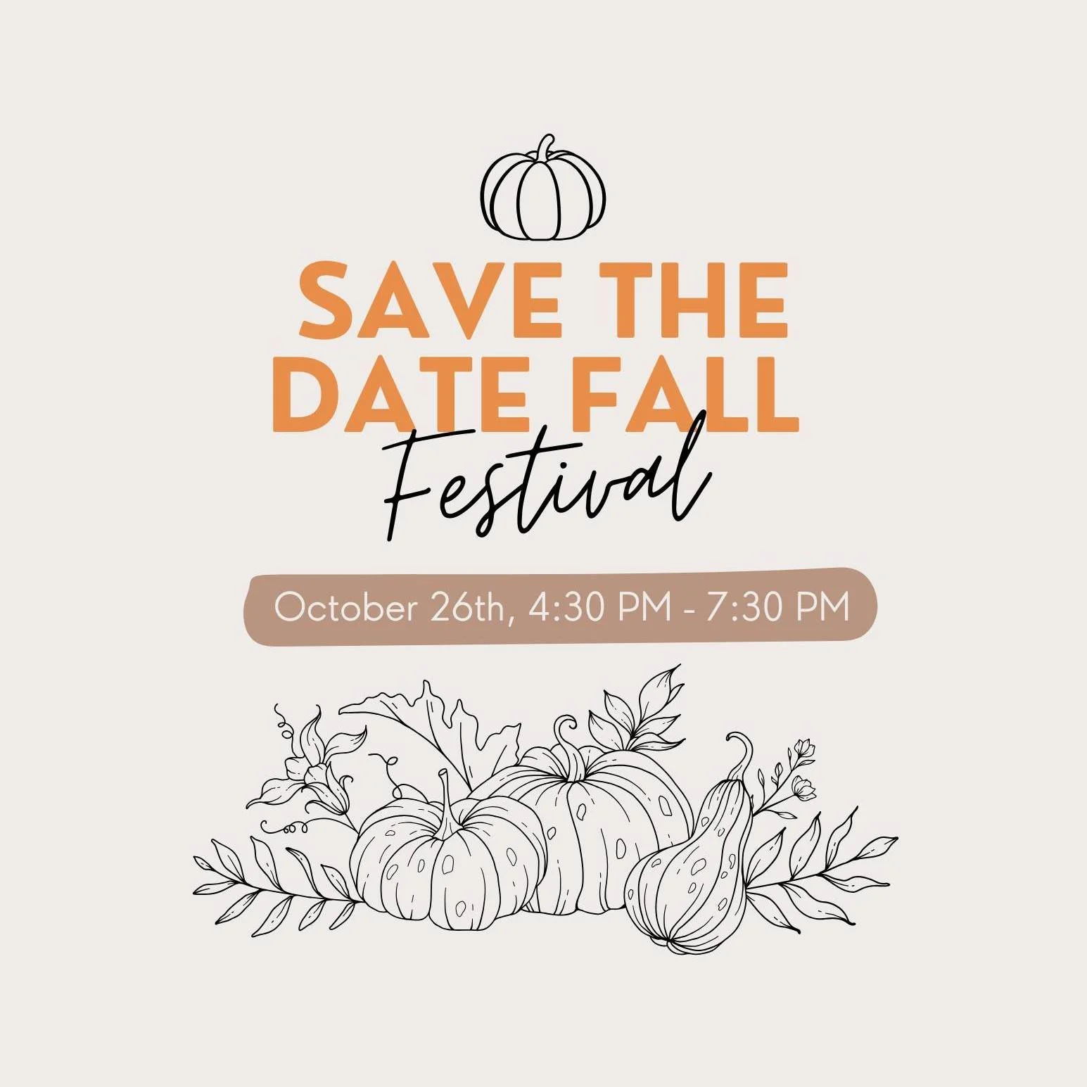 Save the date! Fall Festival October 26th at Torrence Chapel Park.