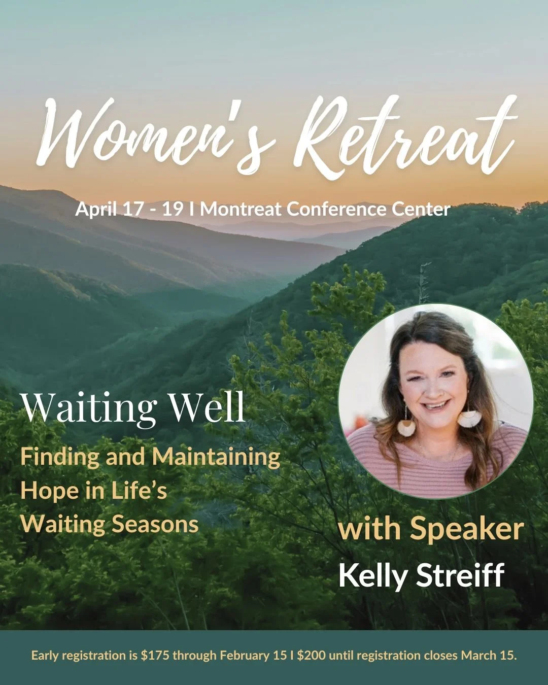 This year's Women's Retreat will be a wonderful time with our good friend @kelly.streiff  teaching us about Waiting Well. Please register by March 15 at https://northcross.churchcenter.com/registrations/events/3368270
We can't wait to see you there!