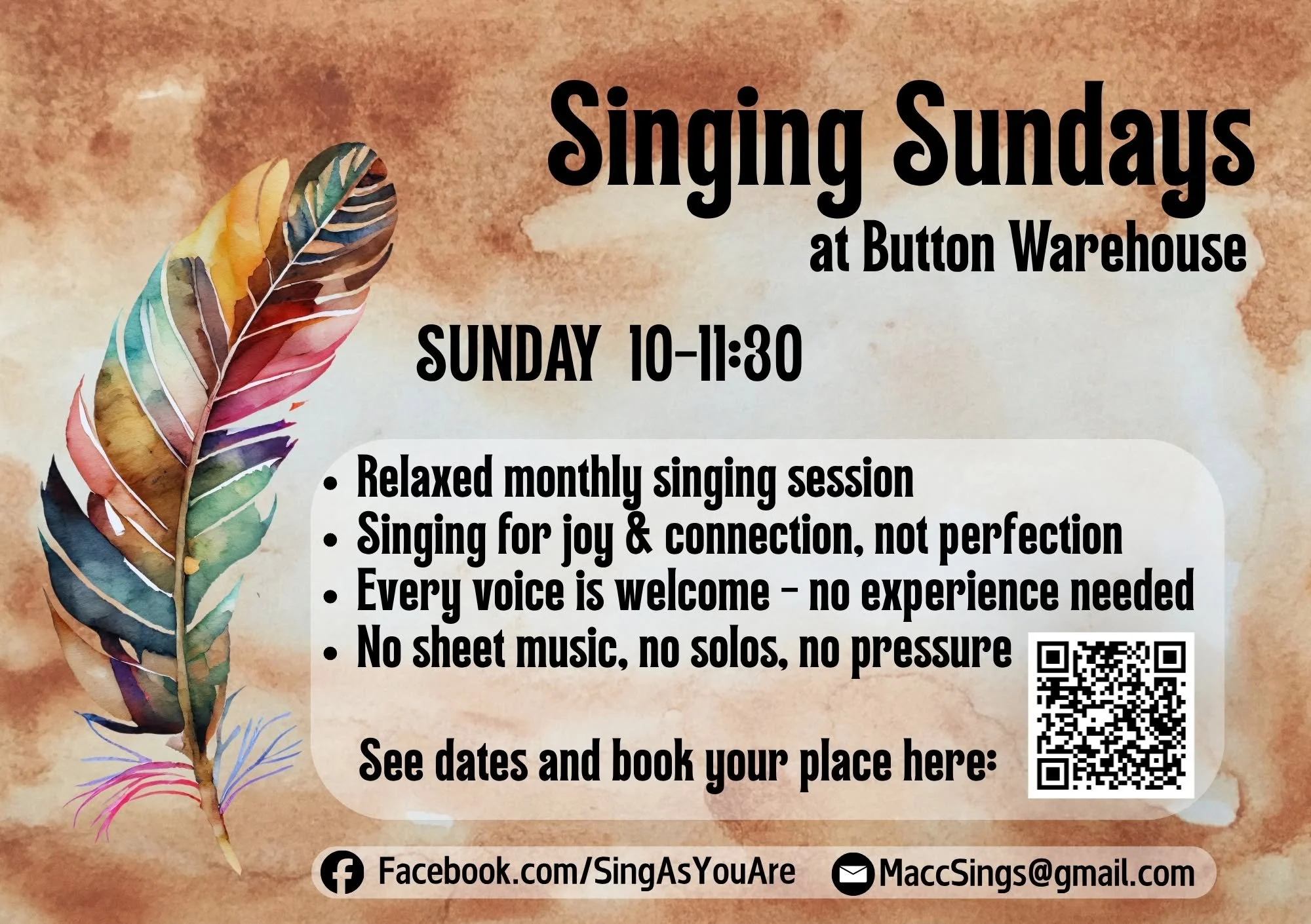 SINGING SUNDAY AT THE BUTTON WAREHOUSE *TICKETED EVENT*