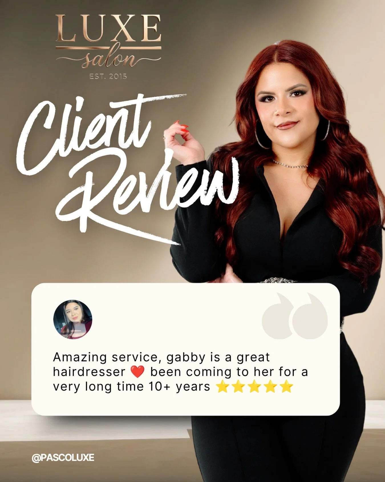 Words like this mean the world to us! 💫 We want to send a huge thank you to all our amazing clients&mdash;your loyalty and trust are what drive us every single day.
We are so proud to have Gaby Diaz on our team as a master stylist and makeup artist.