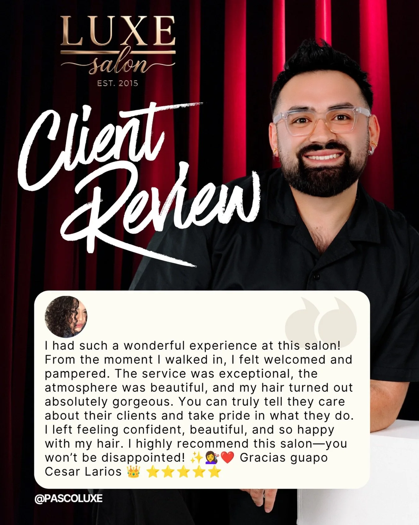 Nothing beats starting your day with words of love from our amazing community! 🤍 Thank you to all our wonderful clients for continually choosing us and making our salon such a special place.
We are so lucky to have the talented Cesar Larios on our t