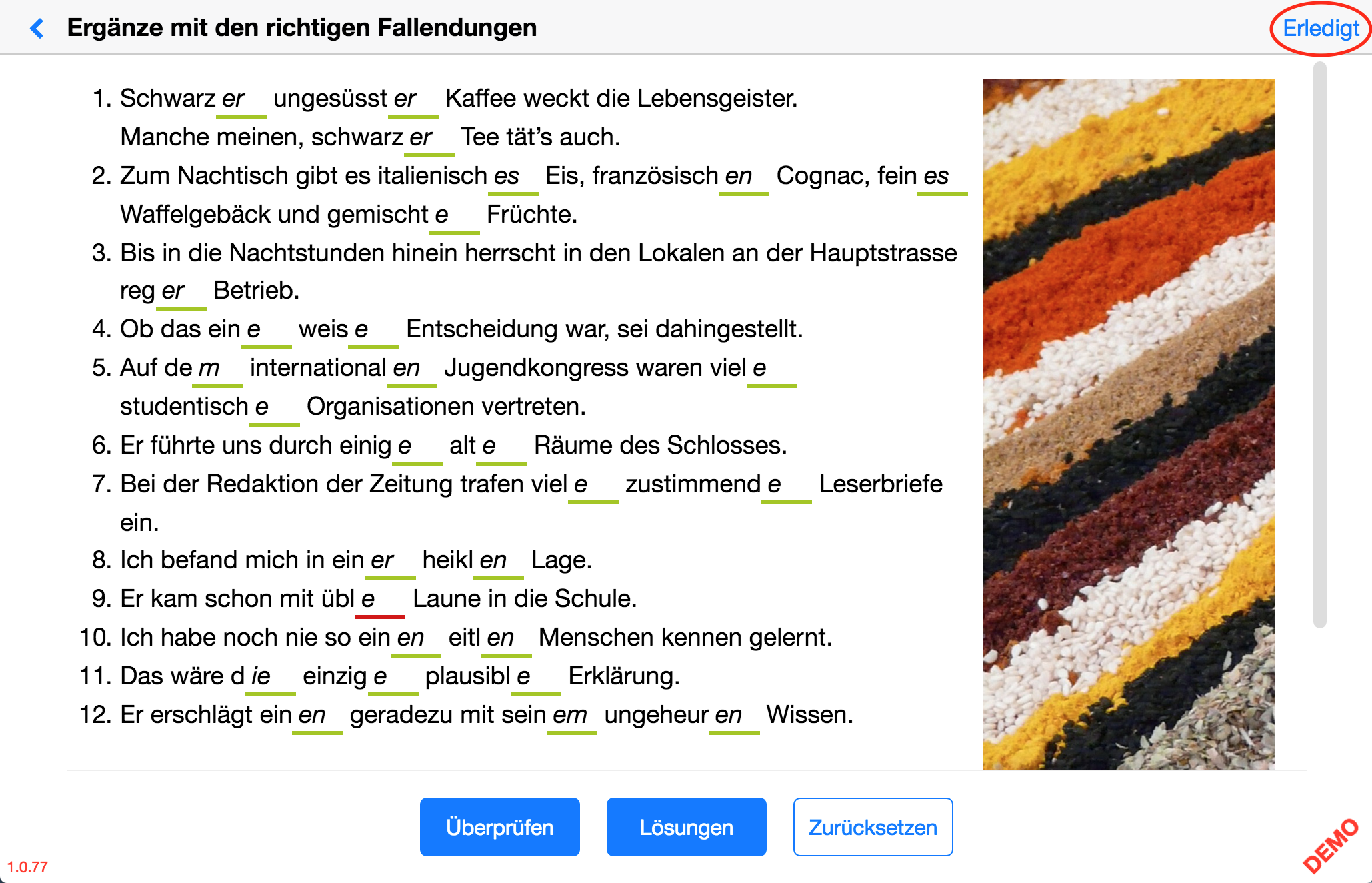 Möchte man die Aufgabe als "erledigt" markieren (sie verschwindet danach aus dem Tab "Aufgaben"), oben rechts tippen.