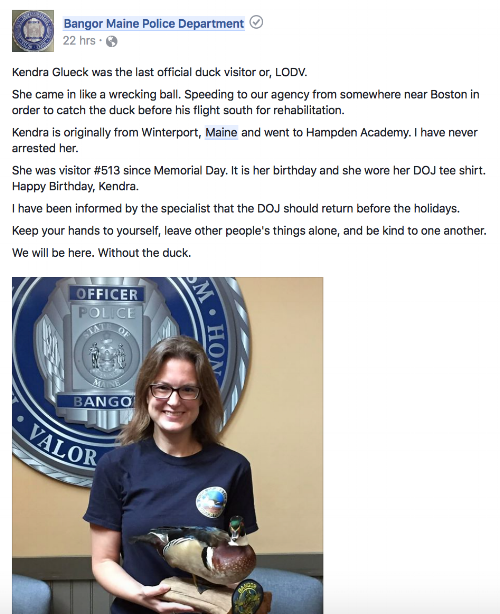 &nbsp; &nbsp; &nbsp; &nbsp; &nbsp; &nbsp; Screenshot from the Bangor PD Facebook page