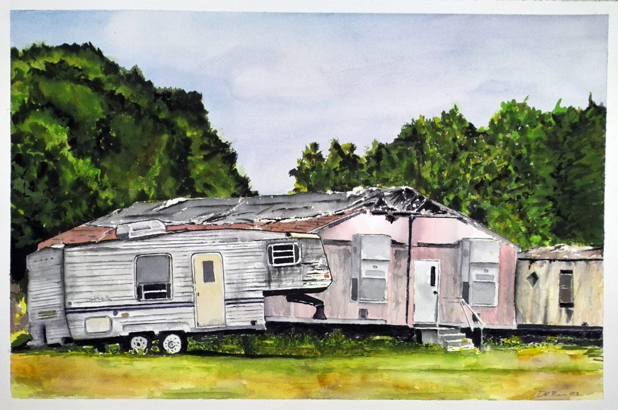 Rt 17 Trailers 22x15" on 140lb Lanaquarelle Paper