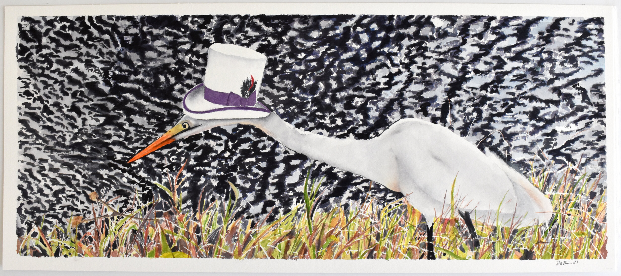 The Great Egret 22x15" on 140lb Lanaquarelle Paper