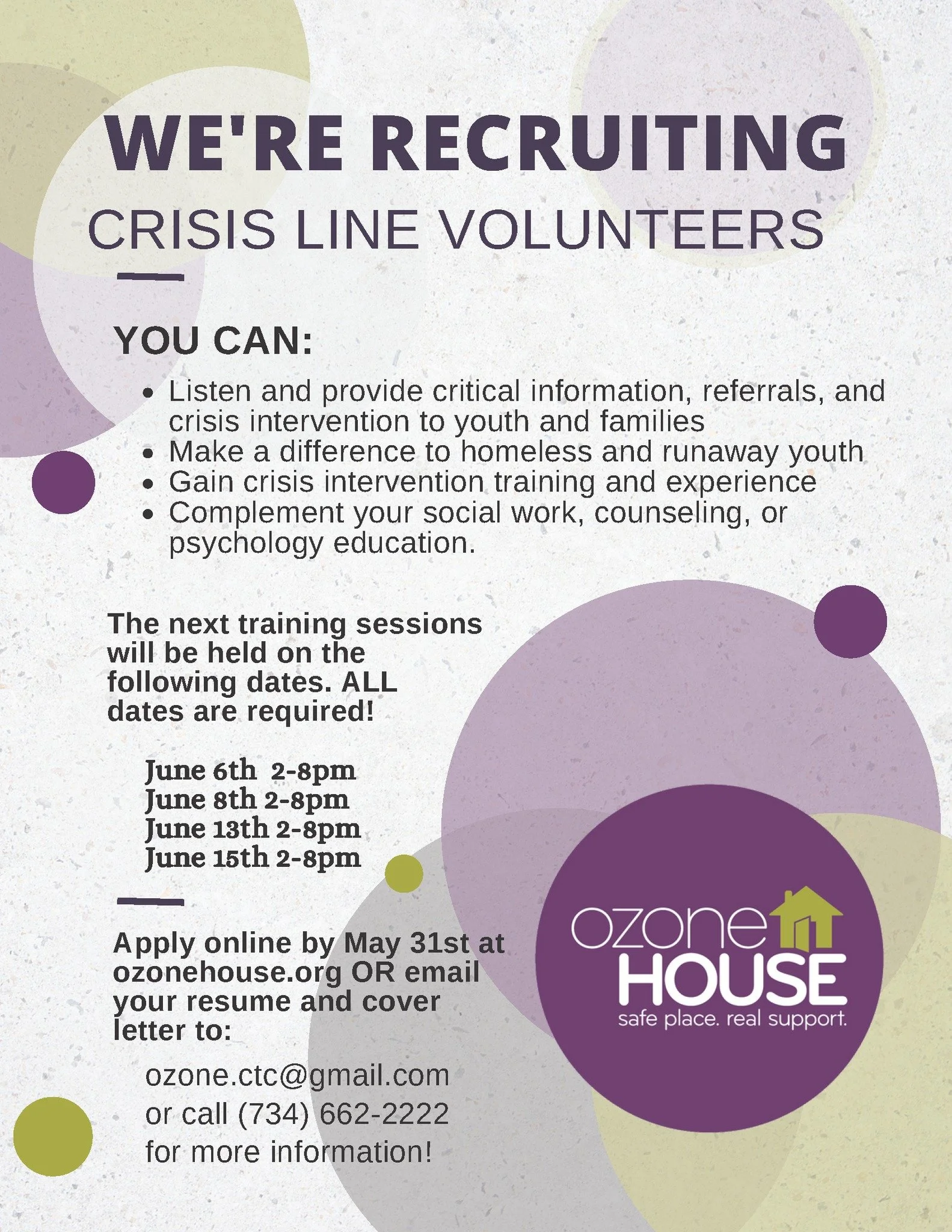 Ozone House Crisis Line Volunteer Training (In-person)