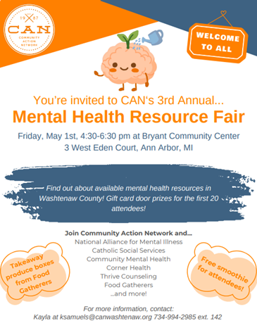Community Action Network's Mental Health Resource Fair (In-person)