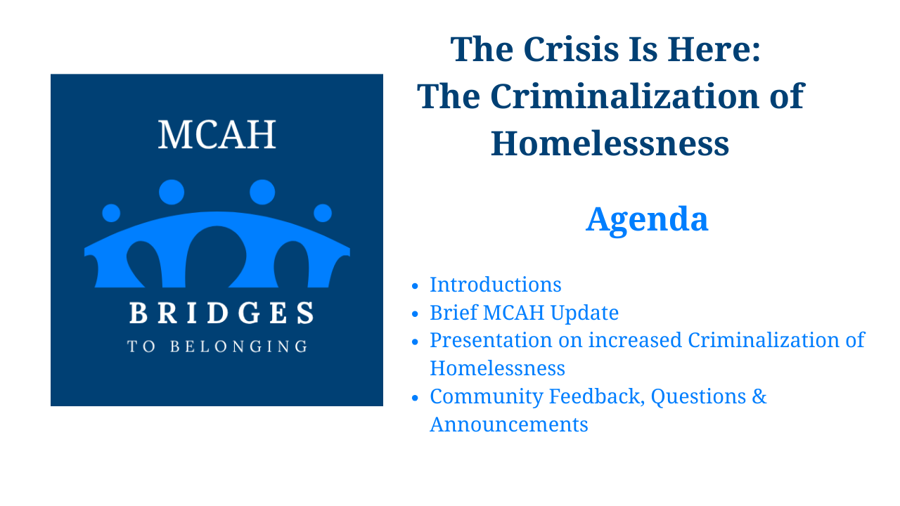Bridges To Belonging August Gathering | Criminalization of Homelessness (Virtual)
