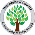 Image is a logo. In the center is a tree with green leaves. Around it in a gray ring it reads, "Washtenaw County Community Mental Health."