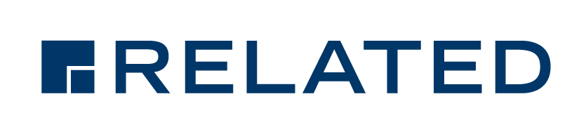 Image is a logo with a large blue square with a smaller blue square inside. Text reads, "Related."