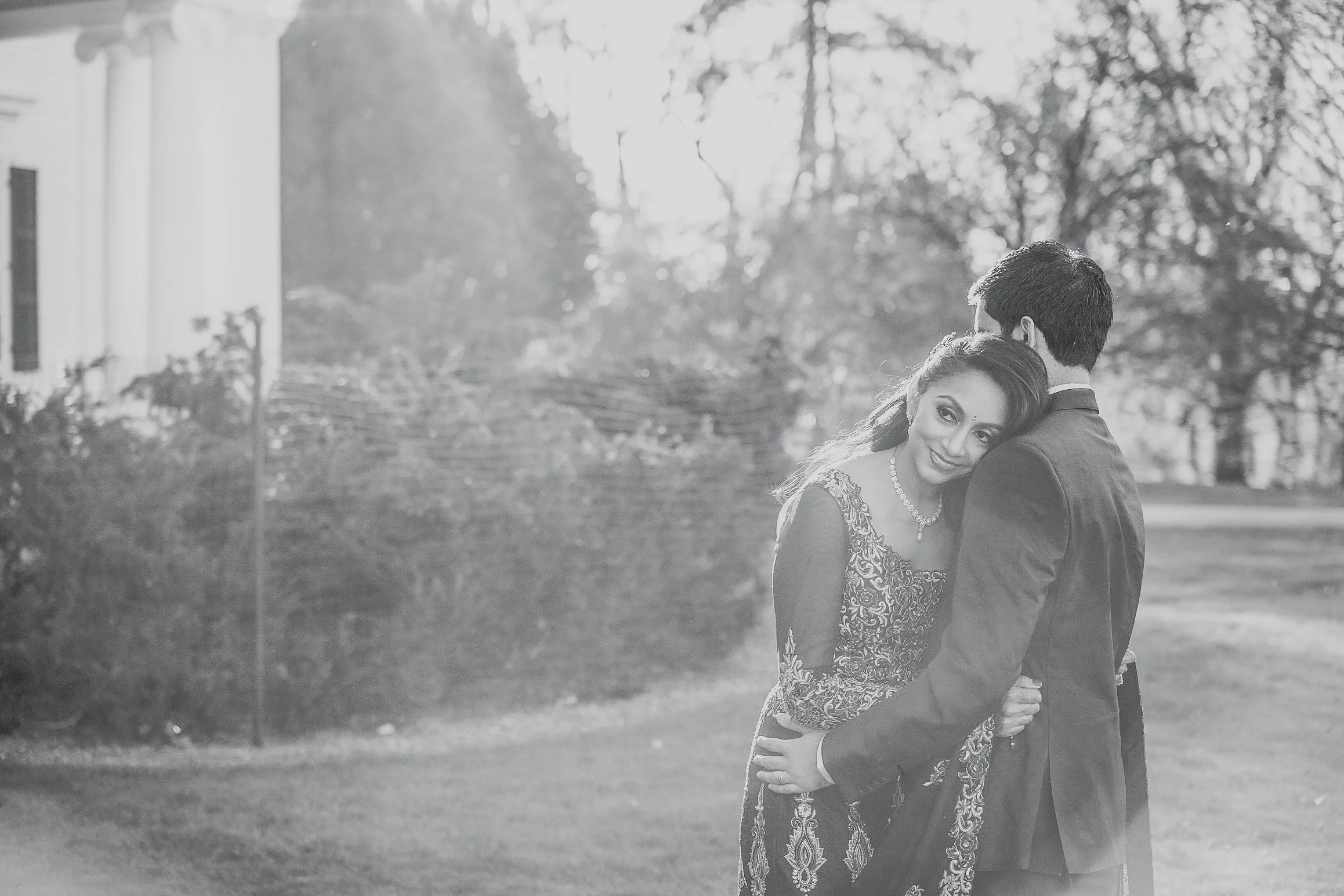 BW INDIAN COUPLE HUGGING
