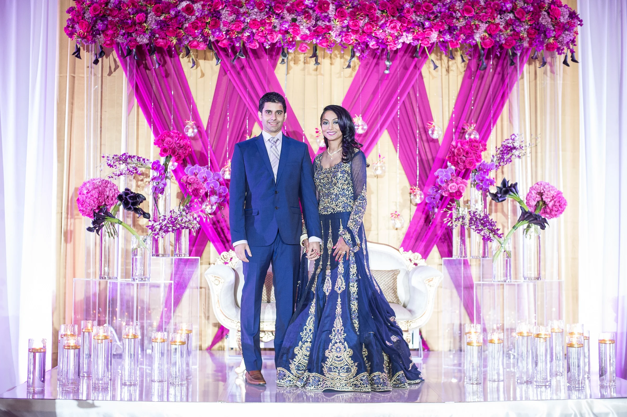 BRIDE AND GROOM AT RECEPTION