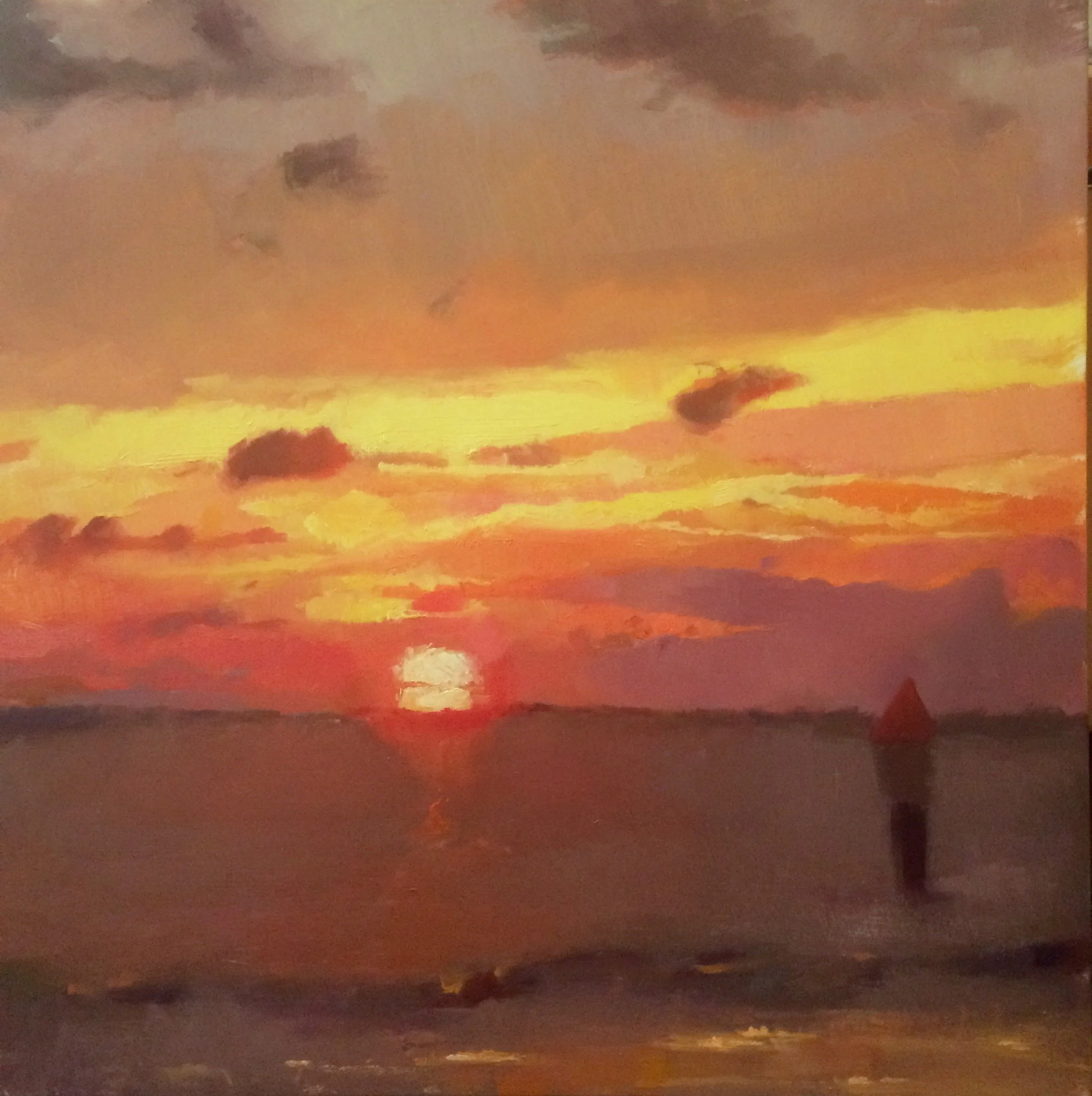  Sunset on the Bay Oil 16 x 16 