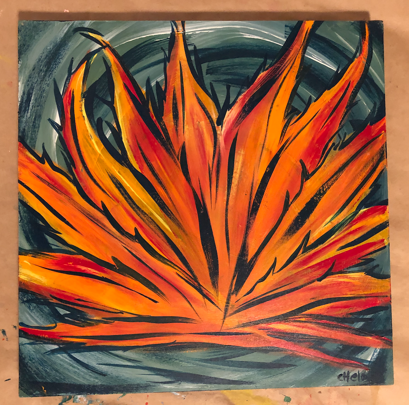 Mountain &amp; Luna Maguey - Green Orange - 10 x 10