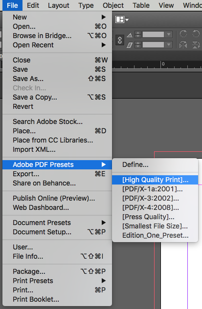 Export Step 1: High Quality Print