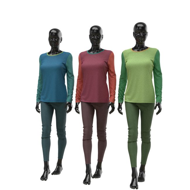 t-shirt and legging colorways created in V-Stitcher