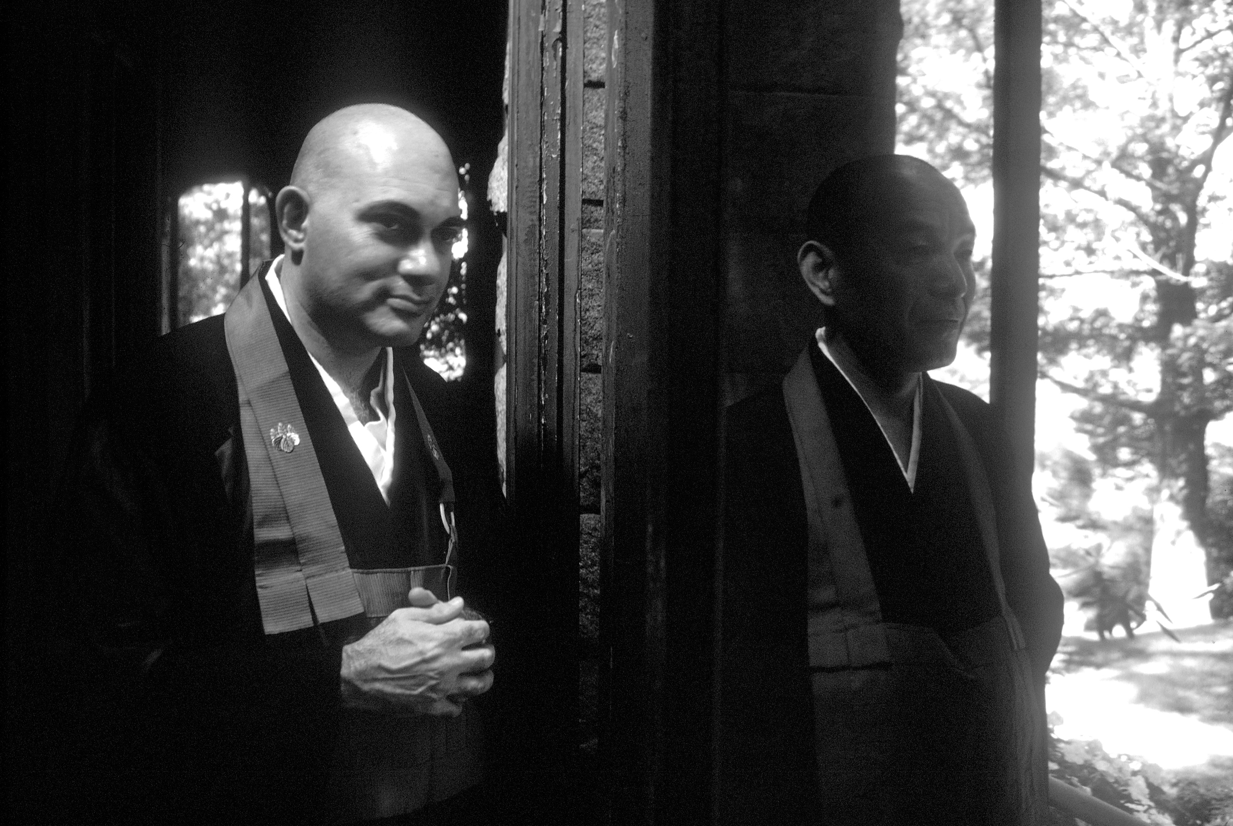 Bernie "Tetsugen" Glassman Sensei with his teacher Maezumi Roshi at The Zen Center of New York in Riverdale, 1980