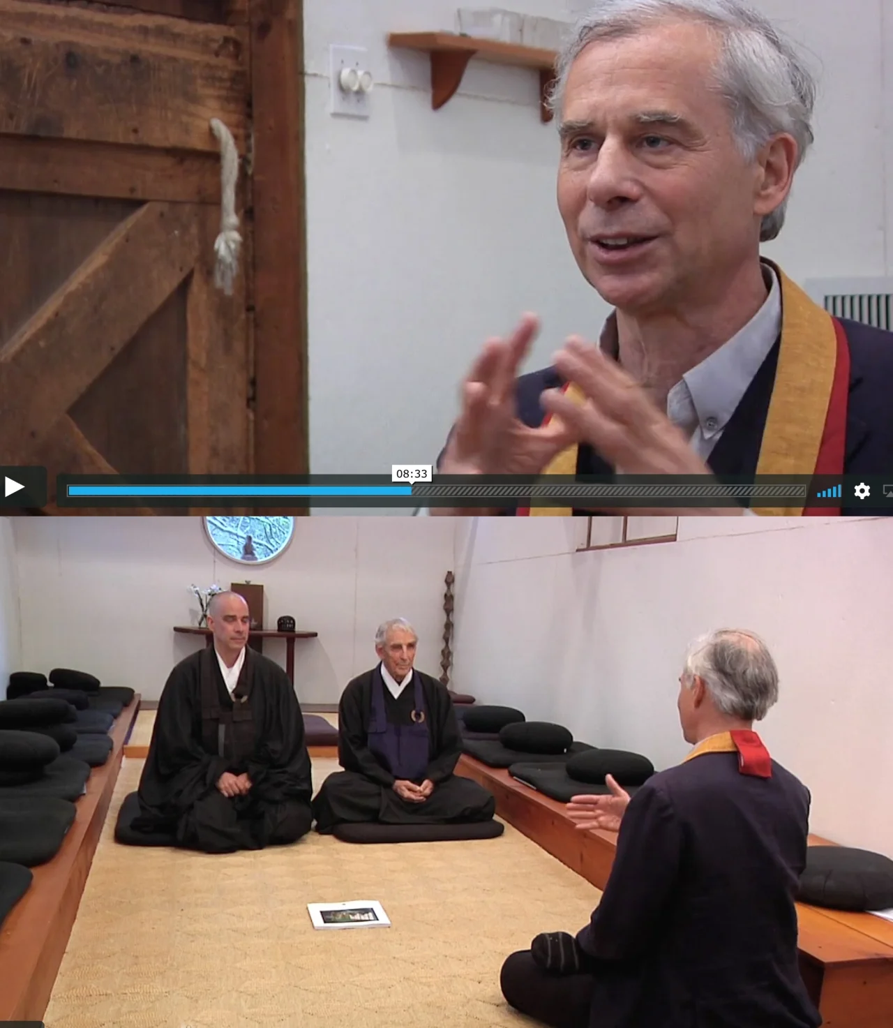 link here : In 1982, as a young Zen student of Bernie Glassman, Peter Cunningham joined Bernie Glassman and his first successor, Peter Muryo Matthiessen, on a pilgrimage to pay respects to their dharma grandparents—some of the great living Zen masters of twentieth-century Japan. In this video exclusive, Cunningham, keeping it all in the dharma family, reunites with Matthiessen and his dharma son, Michel Engu Dobbs, at the zendo on Matthiessen’s property in Sagaponack, Long Island. The three discuss their lineage, which combines elements of both Soto and Rinzai Zen, and the nature of dharma transmission within it. -from Tricycle Magazine