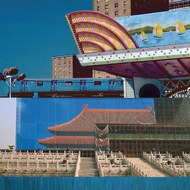Illusion. The elevated subway in the Bronx and The Forbidden City in Beijing.⠀
⠀
From &ldquo;The Land of the Living&rdquo;.⠀
⠀
⠀
⠀
#illusion #theforbiddencity #nyctransit #subway #delusion #landoftheliving #beijing #petercunninghamphotography #magic 