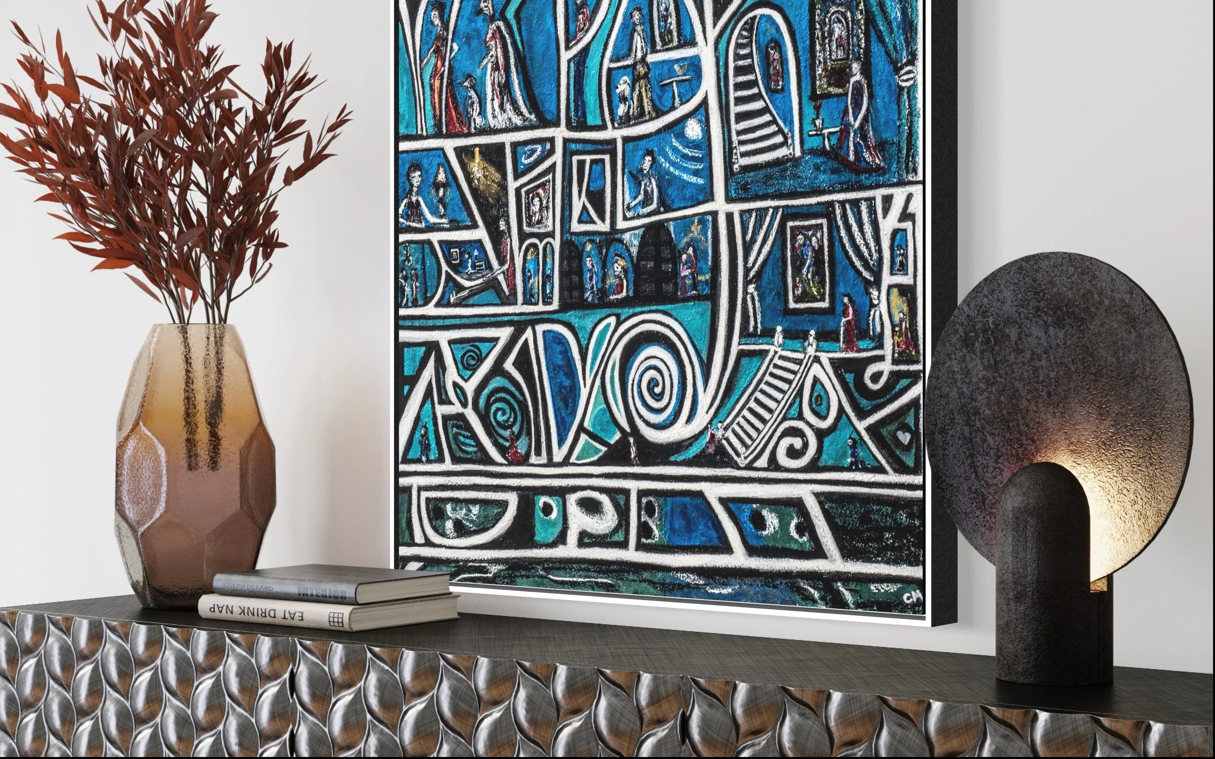 The Urban Experiment’ by Charles Maring – abstract urban landscape painting - Savannah Fine Art