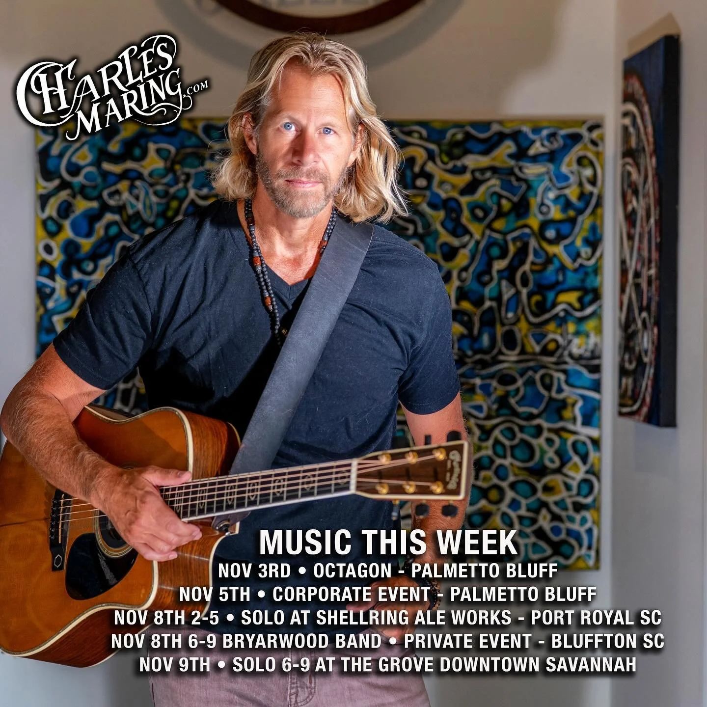 Busy week of music with more for the weekend. Corporate and private events, and a couple public performances. 1. Port Royal at Shellring Ale Works 2-5 on Sat. 2. The Grove Downtown Savannah on Sunday