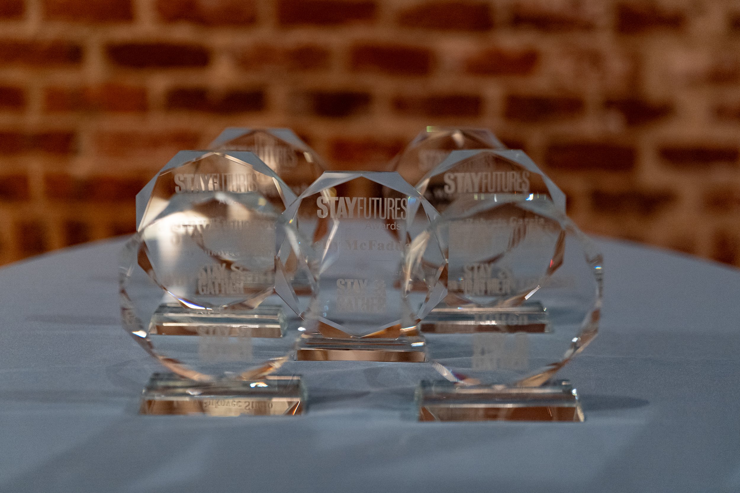 Awards displayed during the Stay and Gather closing celebration.