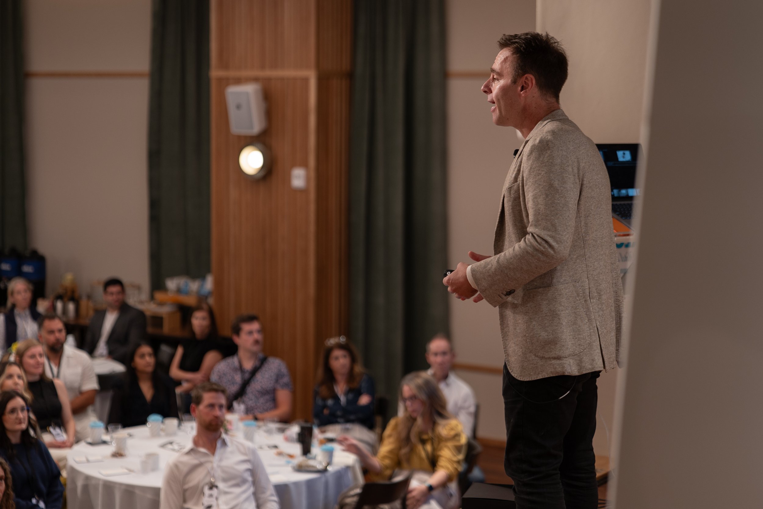 Patrick J. McGinnis speaking about FOMO at Stay and Gather in Savannah.