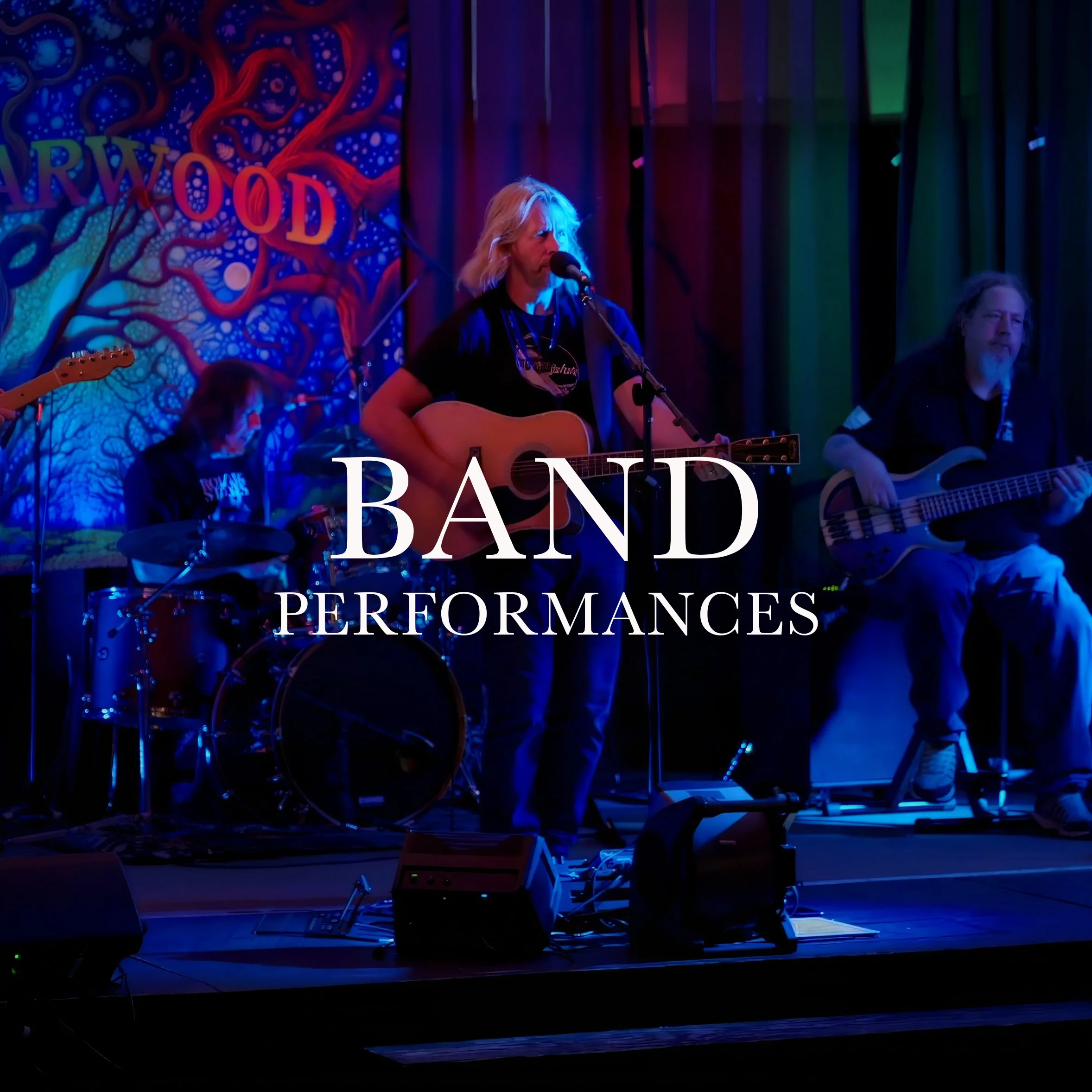 Charles Maring performing live on stage with his band under concert lighting
