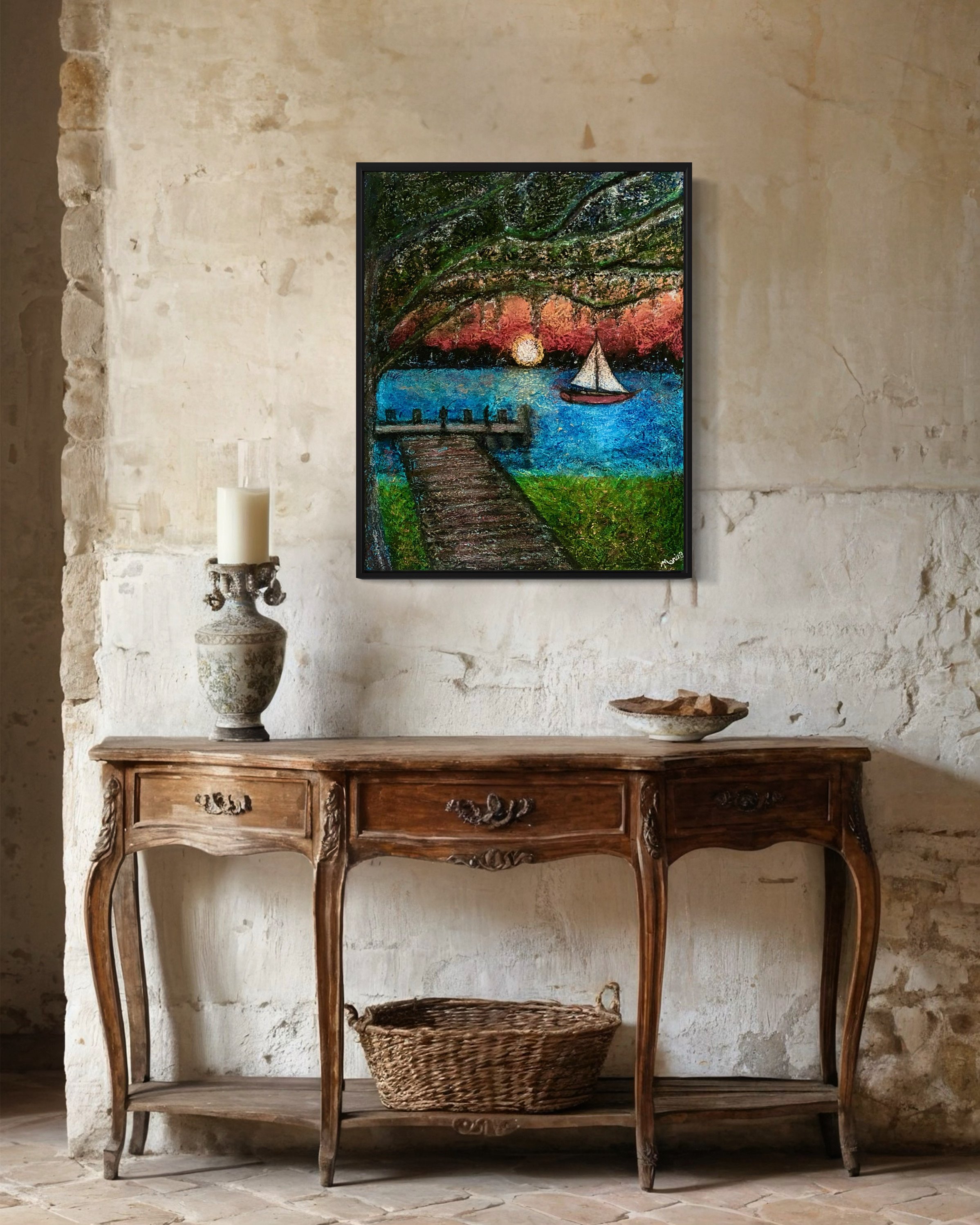 Fine Art Savannah GA "Sailing Through the Southern Glow" an oil painting by Charles Maring