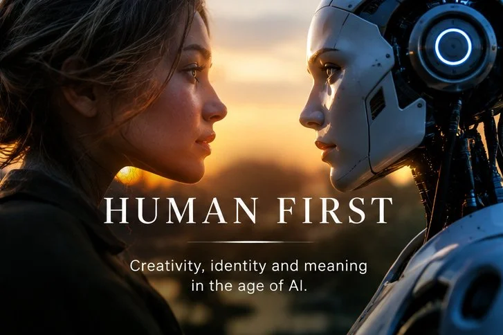Human First keynote on artificial intelligence by Charles Maring, exploring human creativity, identity, and meaning in the age of AI.