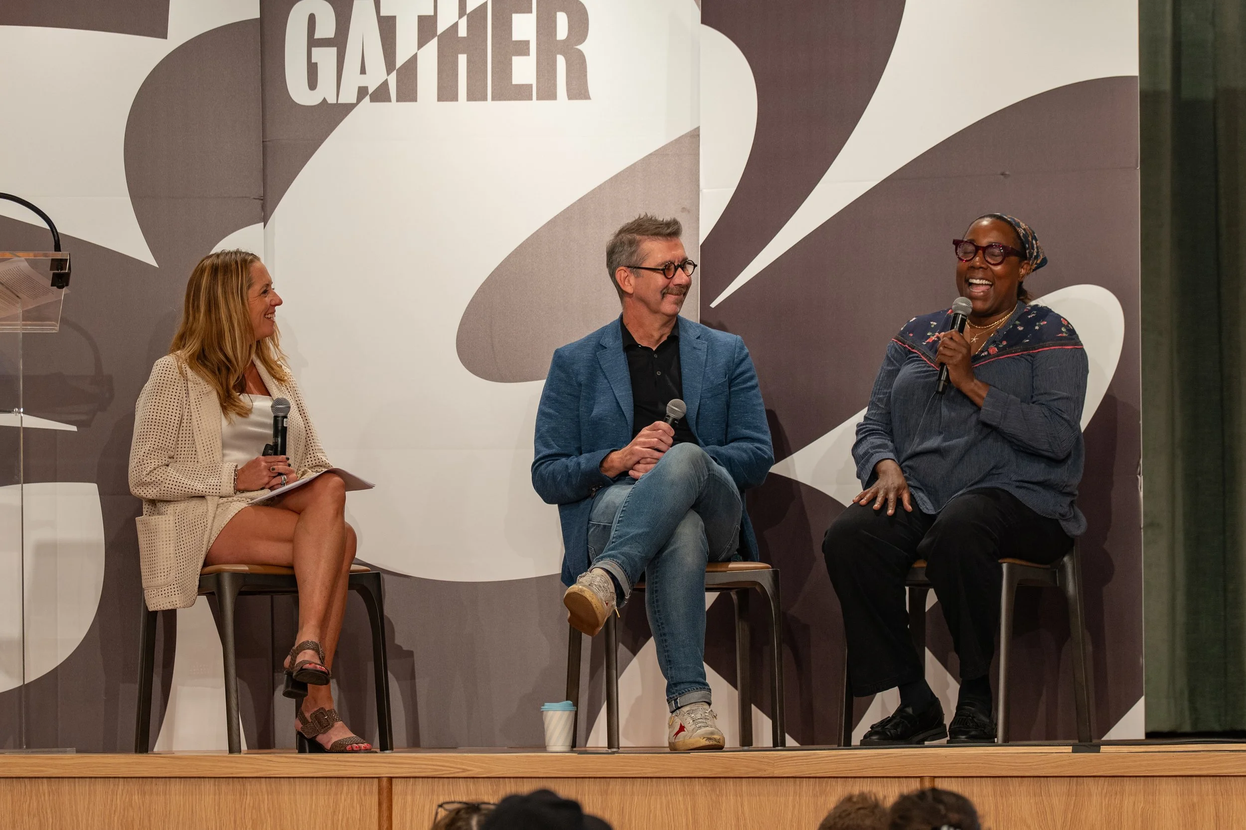 Mashama Bailey and John Morisano discussing their work during Stay and Gather.
