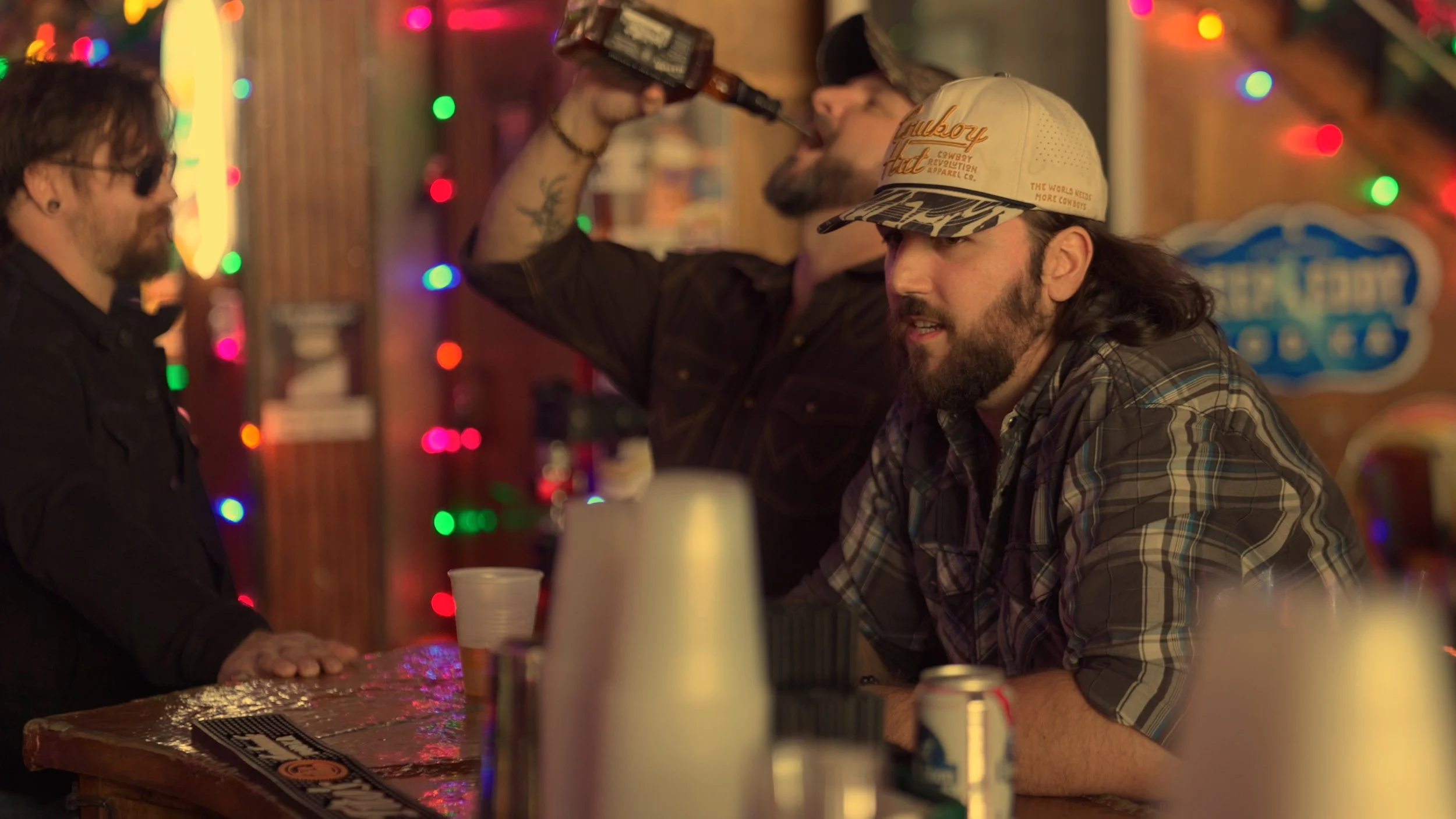 Nic Ziter with Delta Circle bandmates during the My Own Doctor video shoot at Boomy’s in downtown Savannah.